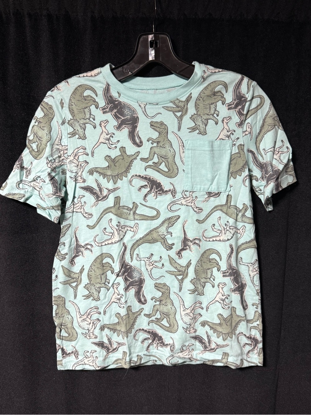 Kids' s Blue / Green Dinosaur Pocket Tee
